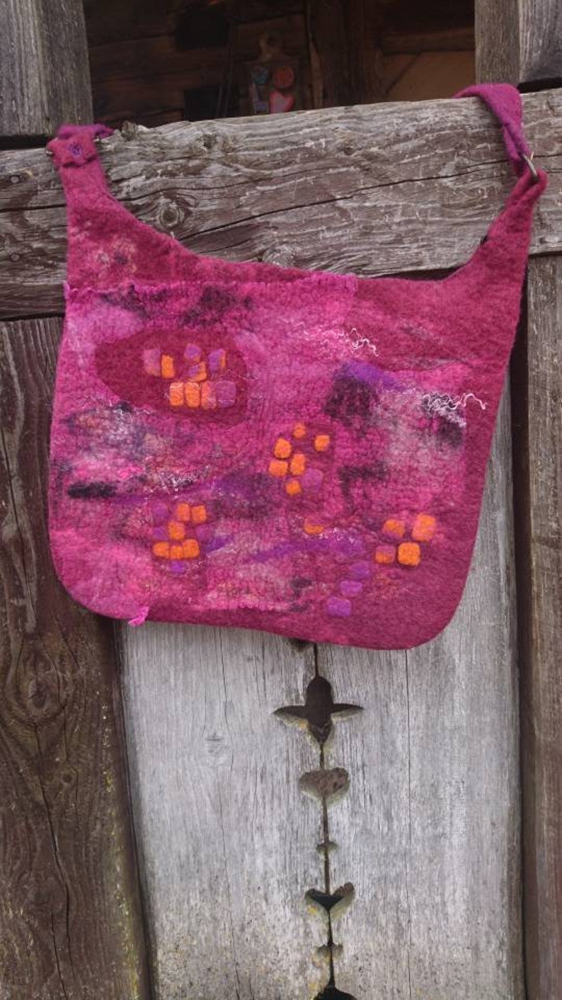 Woolen bag Felt bag handmade Purple handbag Felted purse image 6