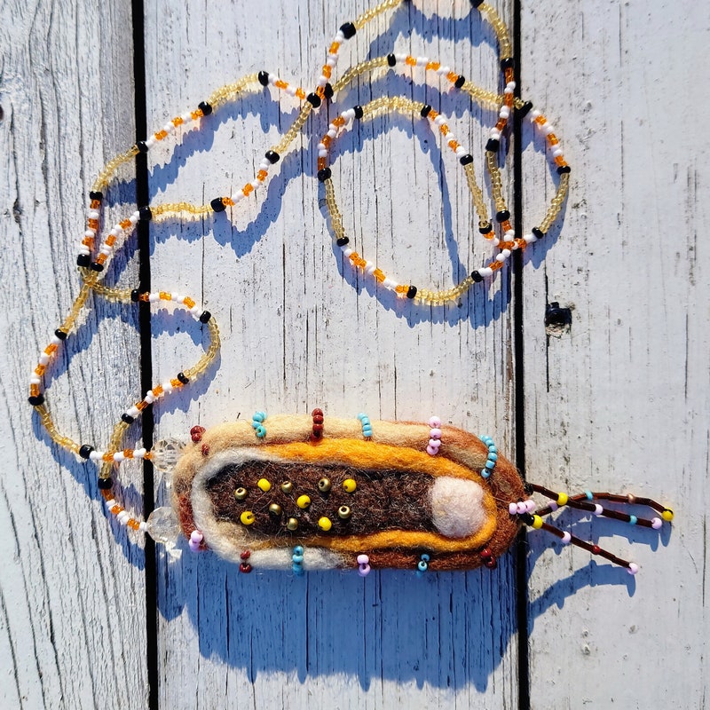 Long Felt Necklace with Timber