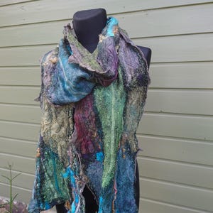Nuno felted scarf, wool handmade scarf, scarves for women
