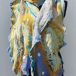 Handmade Felted Wrap, Nuno Felted Scarf, Wool Wrap for Women