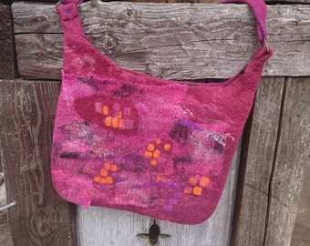 Woolen bag Felt bag handmade Purple handbag Felted purse