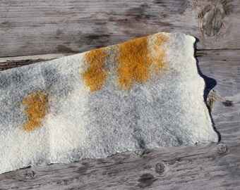 Handmade wool scarf, mustard yellow scarf for women, wet felting, merino wool neck warmer