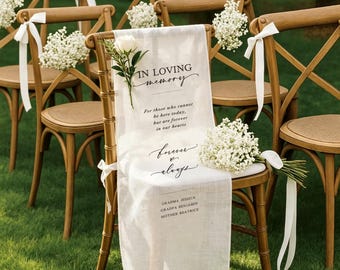 Memorial Wedding Chair Sign, Reserved Banner for Loved Ones, In Loving Memory Sign, Ceremony Tribute,  Rustic Wedding Aisle Decor