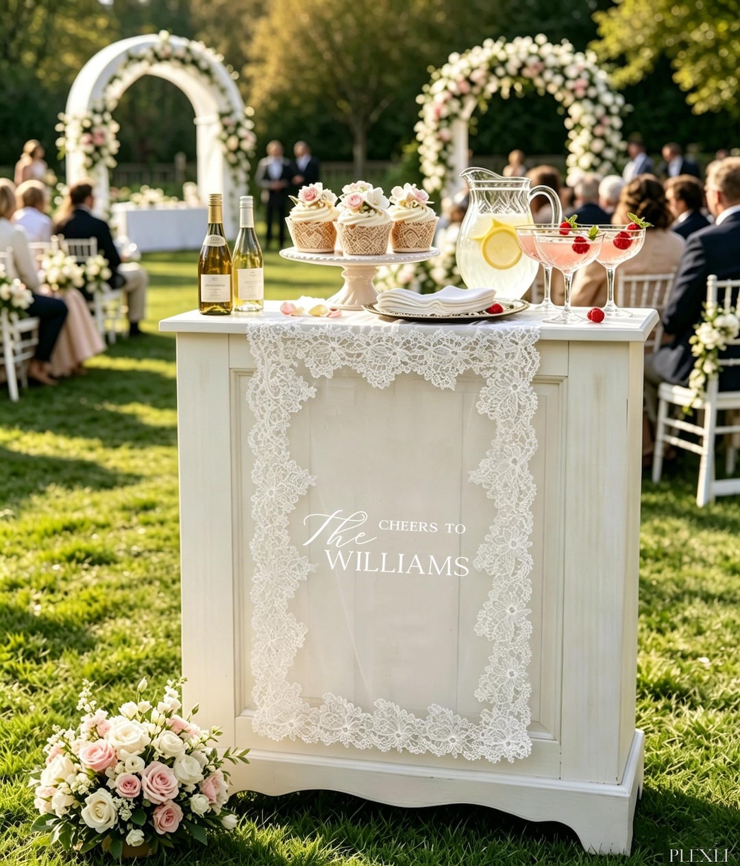 Custom Lace Bar Menu Sign, Fabric Wedding Bar Banner, Signature Cocktail & Drink Menu, Printed on Linen, Modern Wedding Decor - 25X70in (65X180cm), Bar7