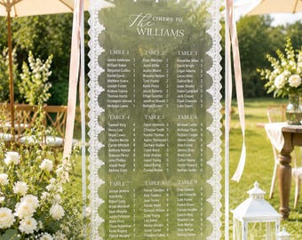 Custom Lace Wedding Seating Chart Sign, Modern Wedding Fabric Linen Sign For Boho Ceremony Bridal Shower Wedding Ceremony Lace Seating Chart
