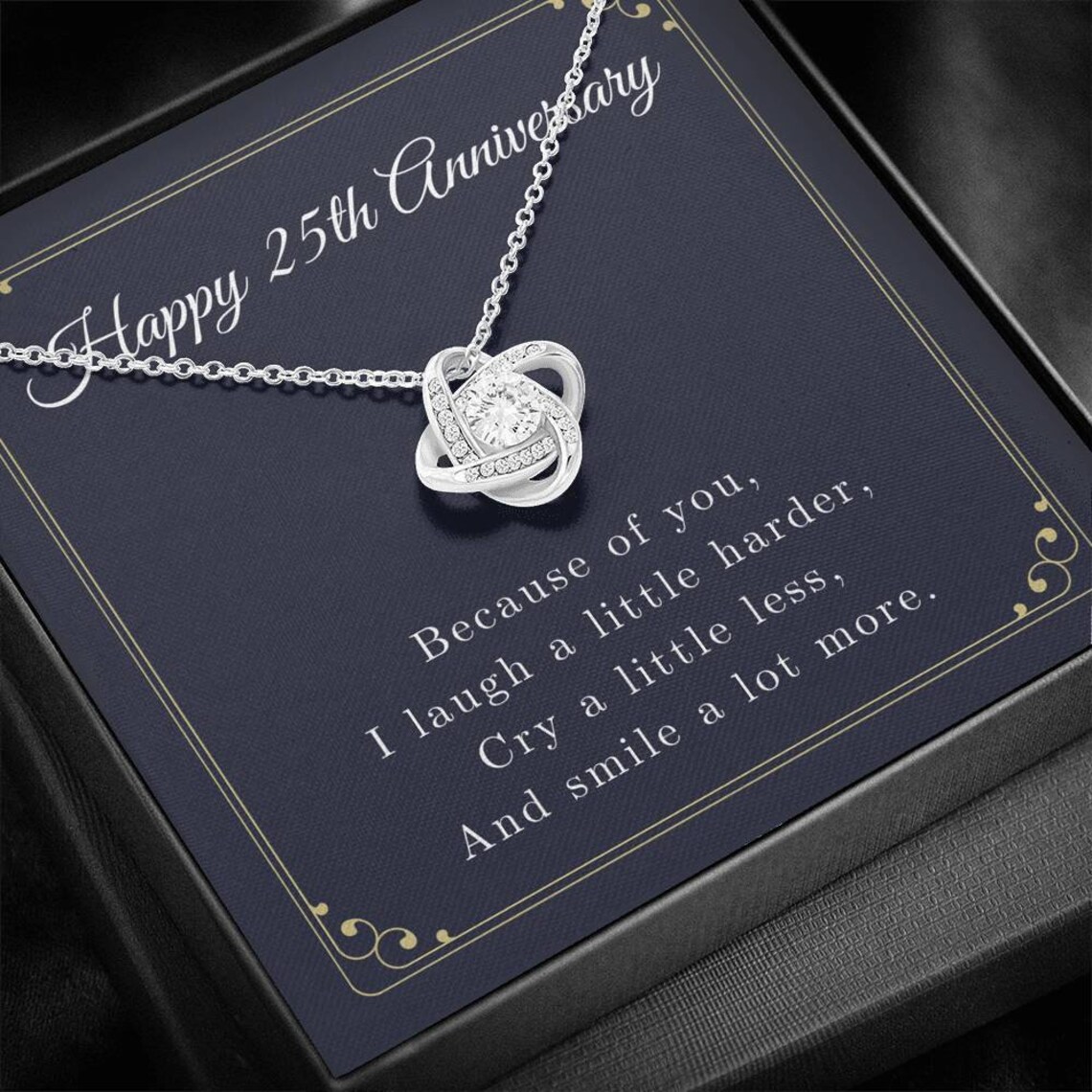 Love Knot Necklace Happy 25th Anniversary Silver Etsy