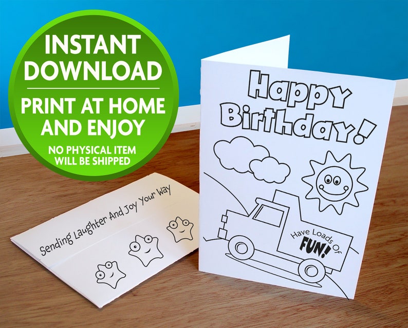 Happy Birthday Coloring Card Printable Card for Child Coloring Card ...