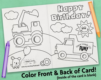 Happy Birthday Coloring Card Floral Printable Digital - Etsy