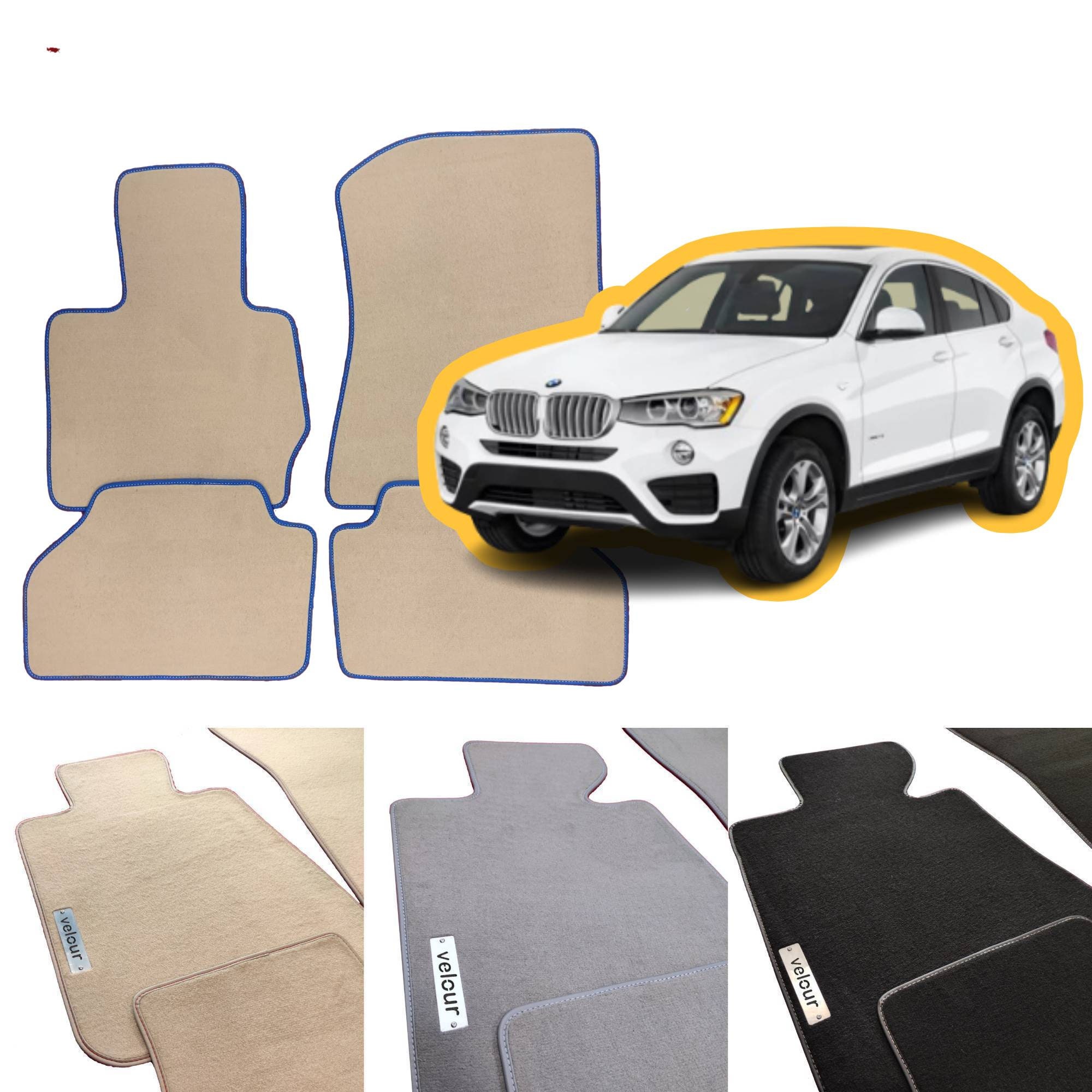 thumbnail image 2 of Velours Edition Premium Floor Mats For BMW X4 F26 (from July 2014) - Luxury Carpet Mats 2 of 13