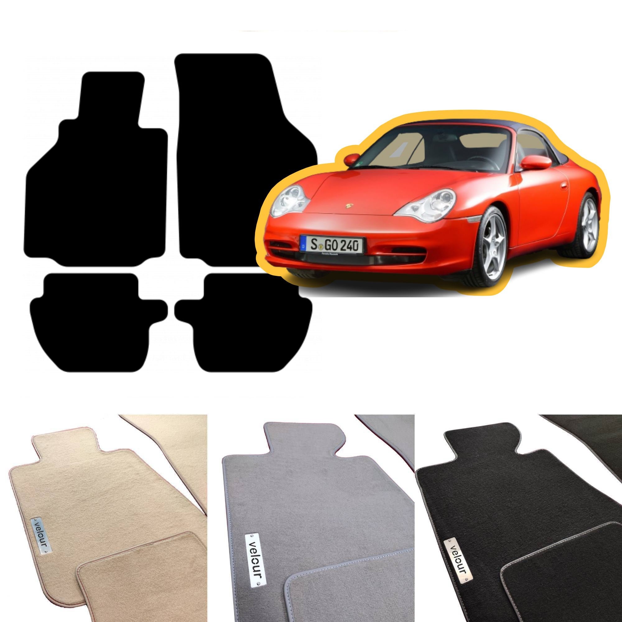 Velours Auto Fussmatten Passend Für Porsche 911 996 1997-2006 PM Premium