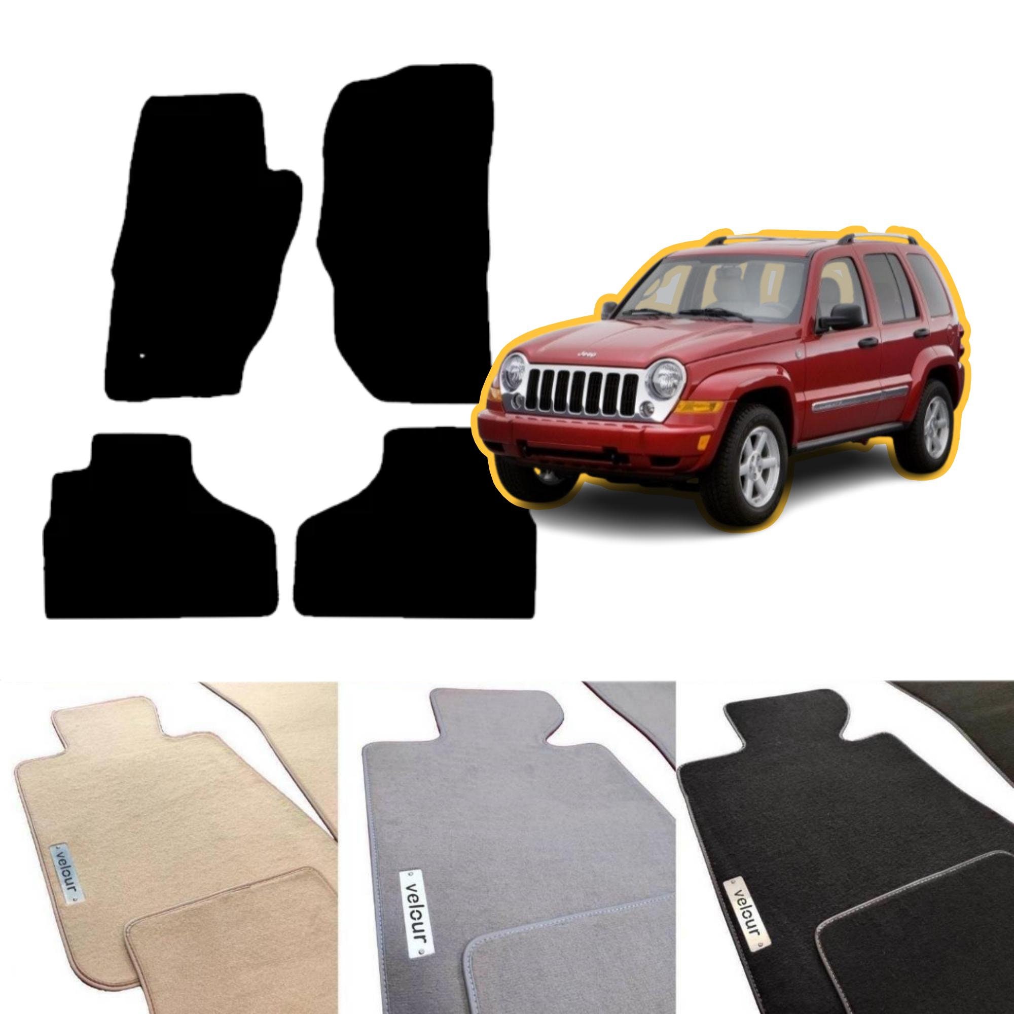 Tapis De Sol Velours Noir Sur Mesure Pour Jeep Cherokee (2001-2007) - Antidérapant, Renforcé Au Talon