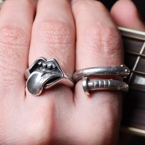 Silver Handcrafted Rolling Stones Ring Mouth With Tongue 925 Sterling Silver - Etsy Silver Handcrafted Rolling Stones Ring Mouth With Tongue 925 Sterling Silver - Etsy
