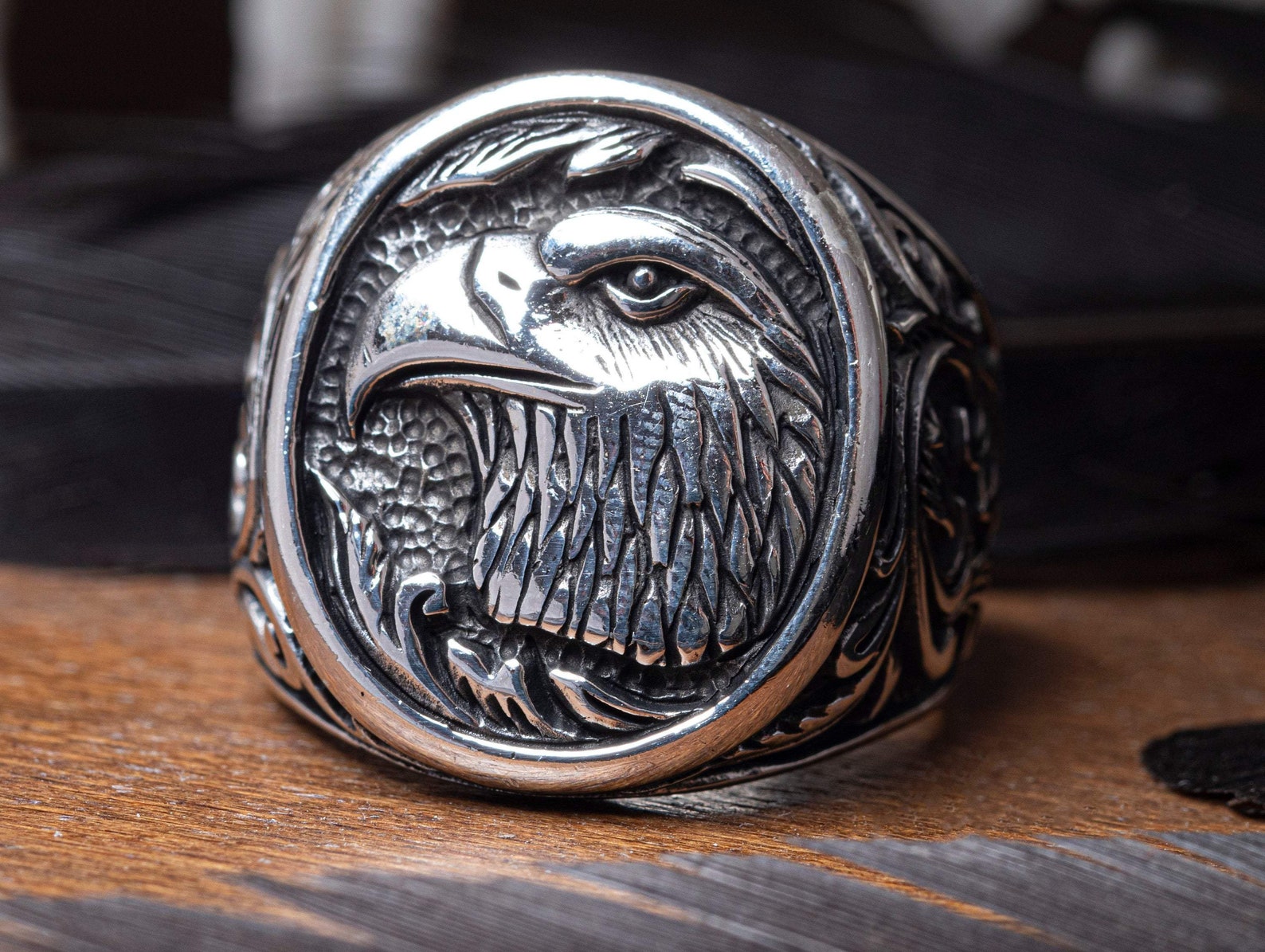 Eagle head Sterling Silver 925 Ring Men bird animals unisex Etsy
