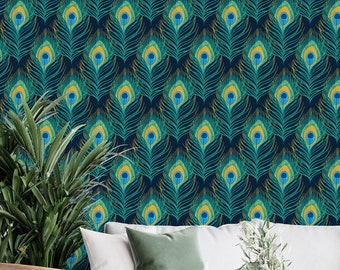 Peel and Stick Peacock Wallpaper - Etsy