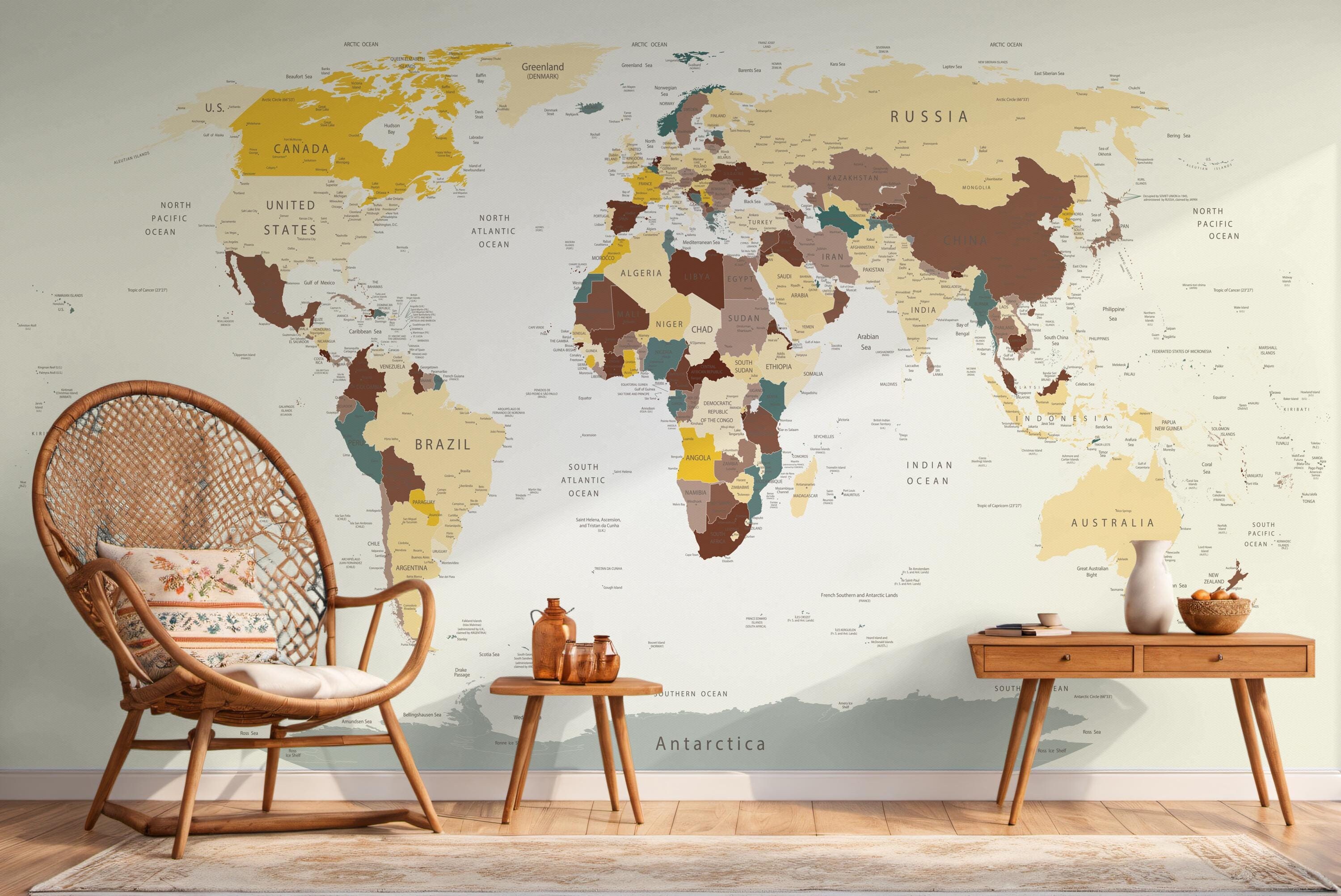 Vintage World Map Peel and Stick Wallpaper: Removable Wall Mural - Etsy