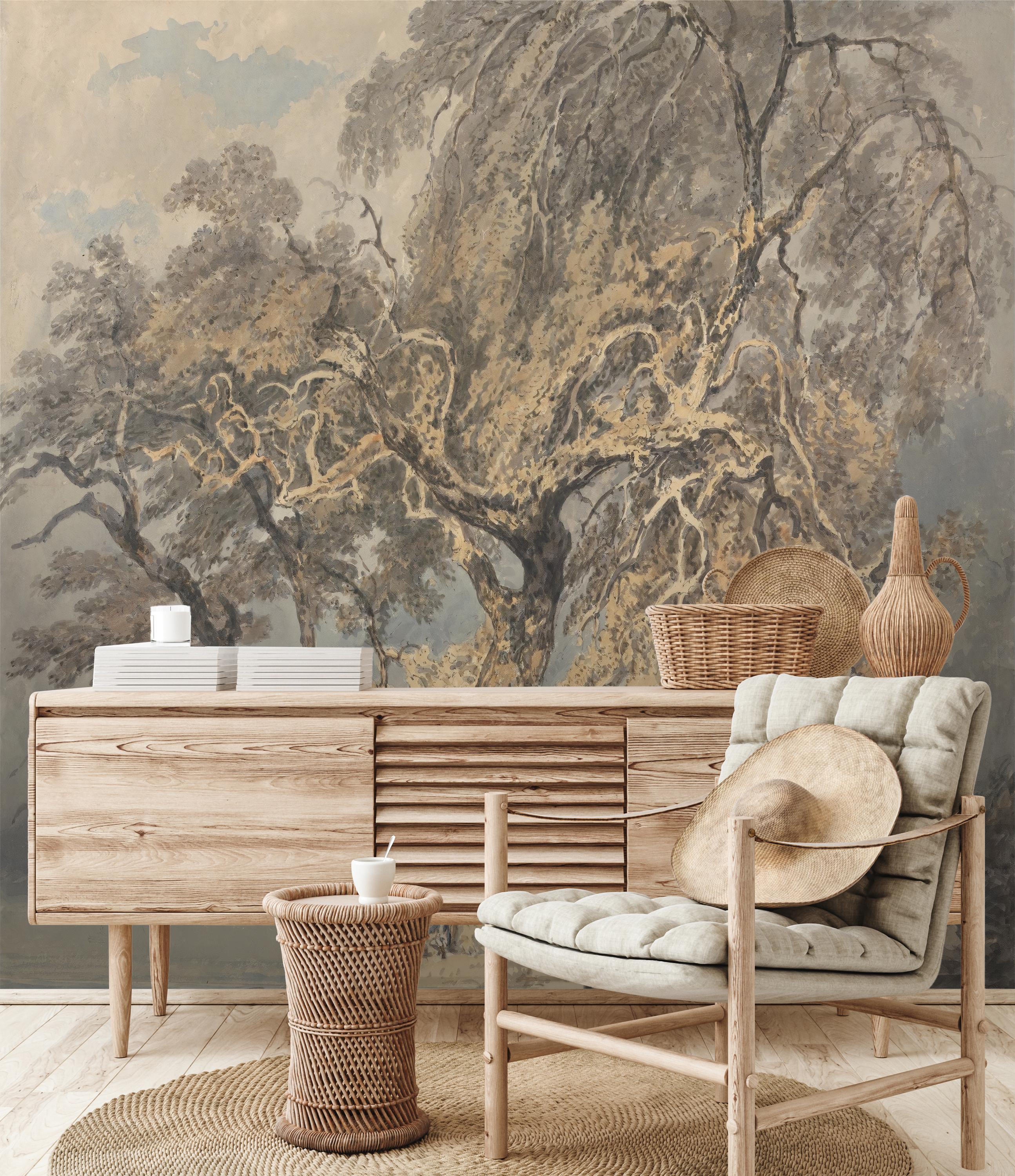 Peel and Stick Vintage Forest Mural, Scenic Tree Landscape Wallpaper - Etsy