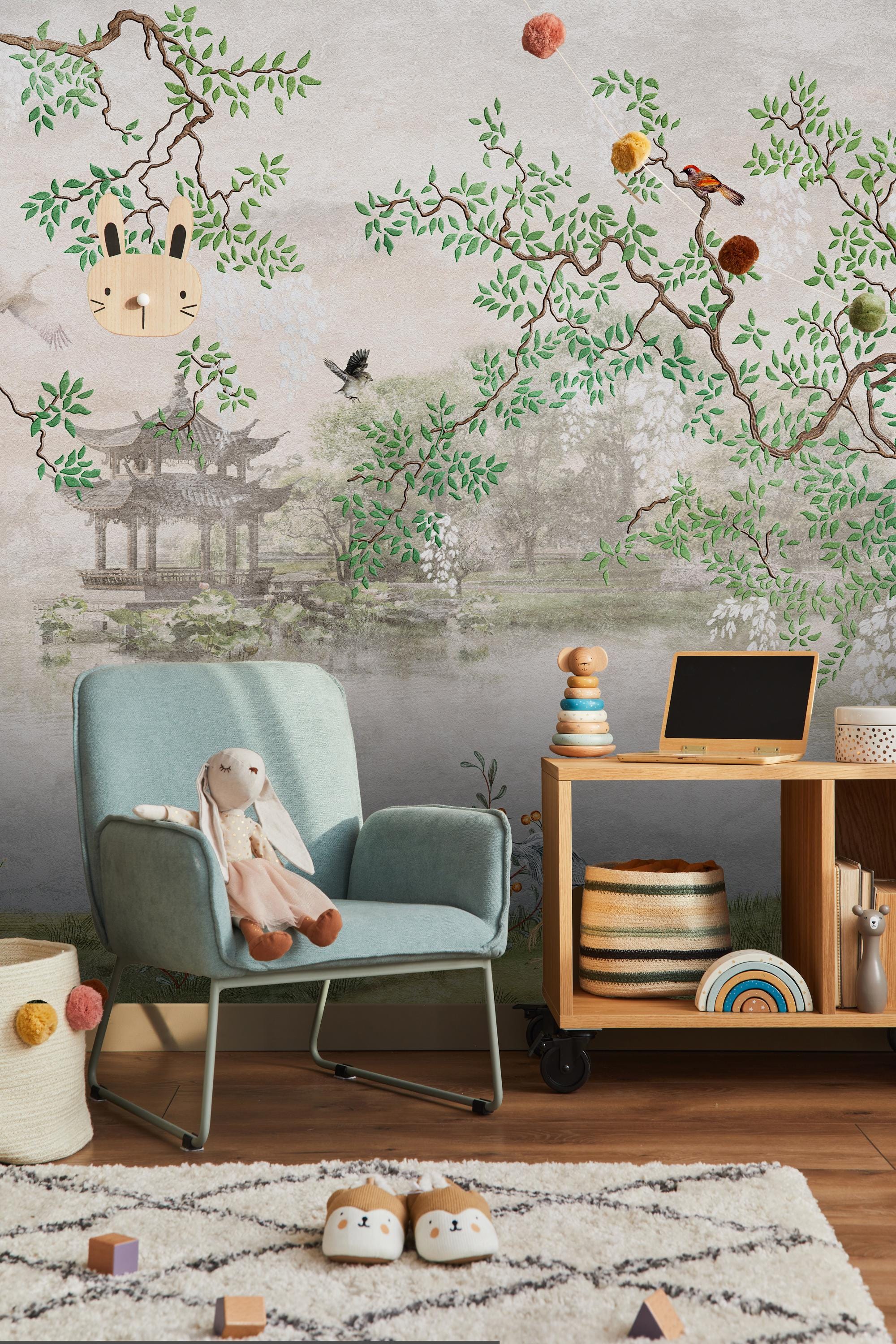 Chinoiserie Tree Wallpaper, Bird Branch Peel and Stick Wall Mural ...