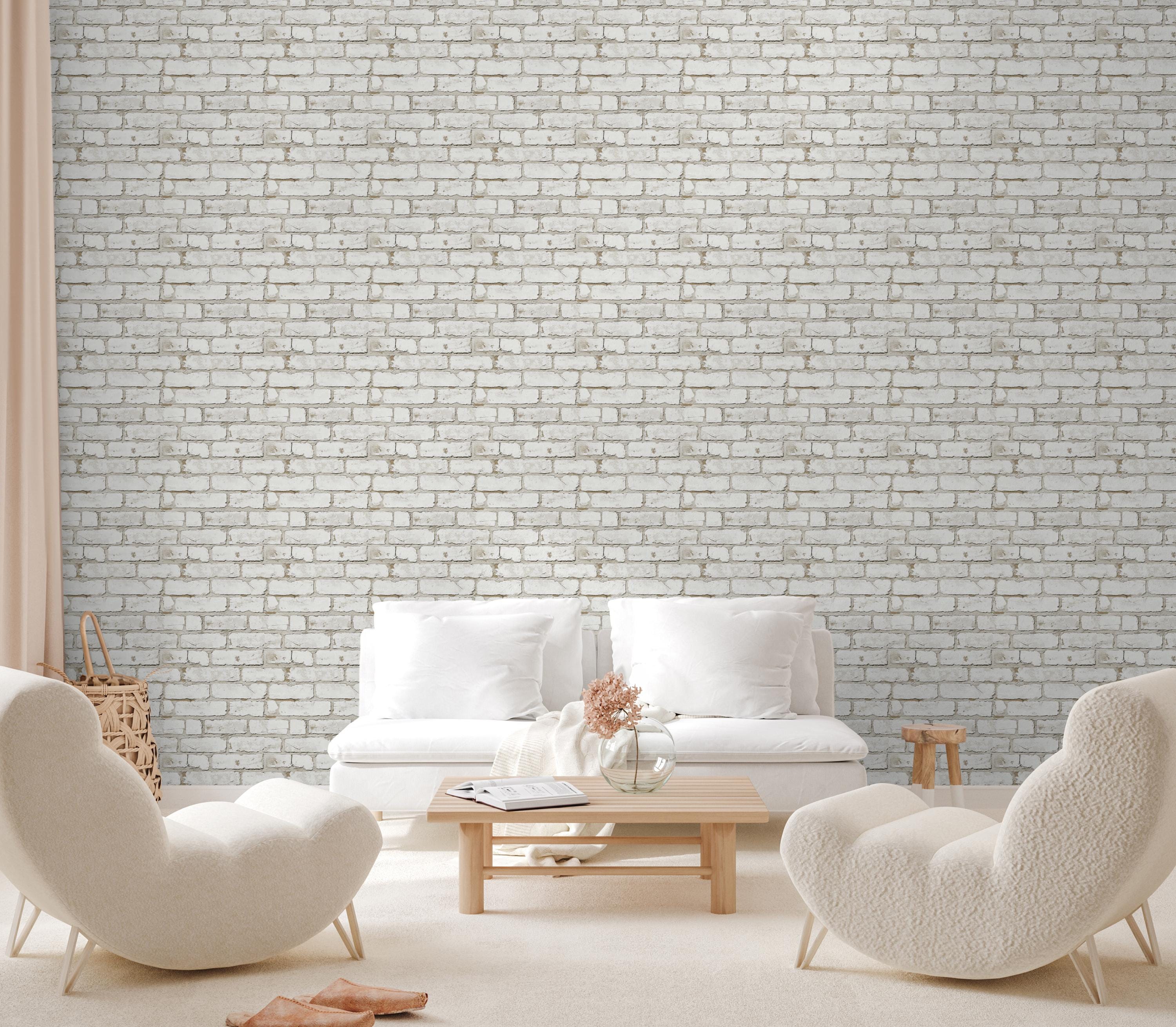 White Brick Peel and Stick Wallpaper: Rustic Textured Wall Mural - Etsy