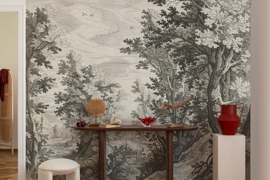 Tree Scenic Nature Inspired Wallpaper, Vintage Wall Mural,living Room ...
