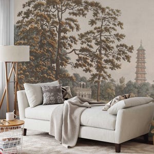 Rural Woodland Peel and Stick Wallpaper, Vintage Tree Wall Mural for Cottage-Style Interiors and Cozy Farmhouse Walls, Traditional Wallpaper