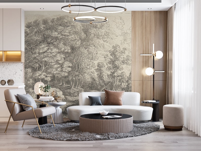 Vintage Scenic Wallpaper / Vintage Wallpaper / Landscape - Etsy