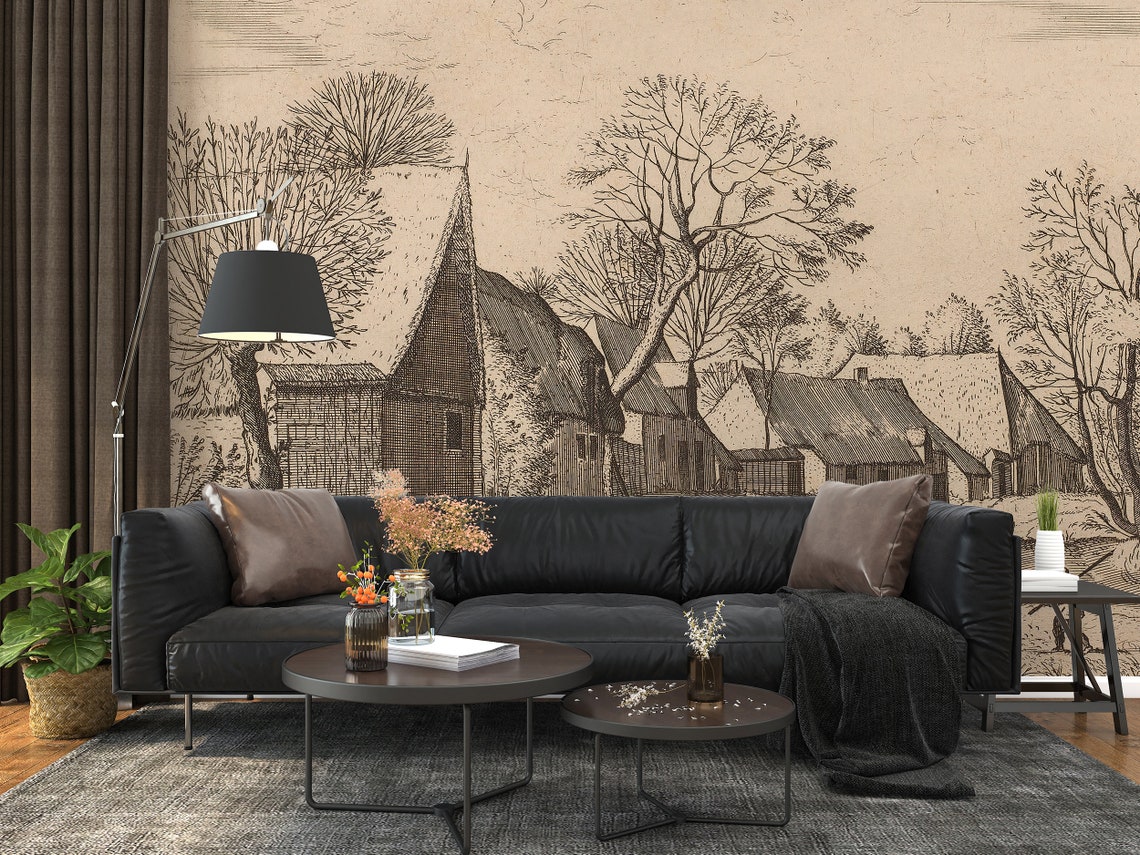 Vintage Scenic Wallpaper / Vintage Wallpaper / Landscape | Etsy