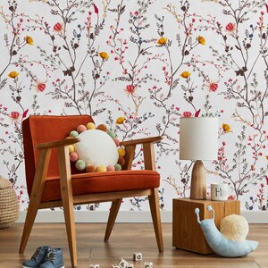 Floral Chinoiserie Peel and Stick Wallpaper: Removable Wall Mural
