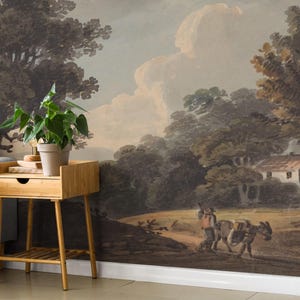 Dark Forest Mural: Vintage Landscape Peel and Stick Wallpaper