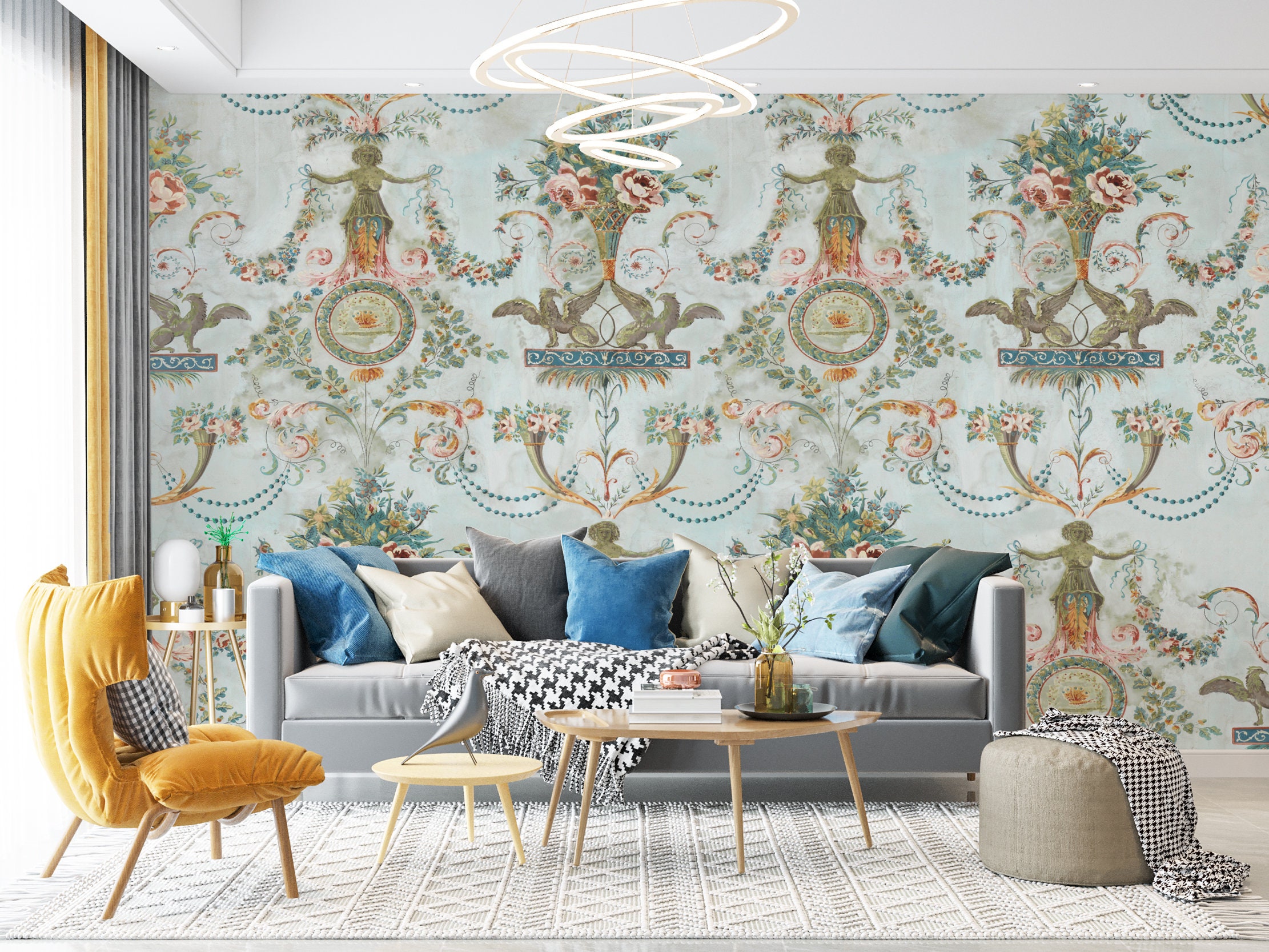 Art Wallpaper / Ethnic Wallpaper / Peel and Stick Wallpaper / | Etsy