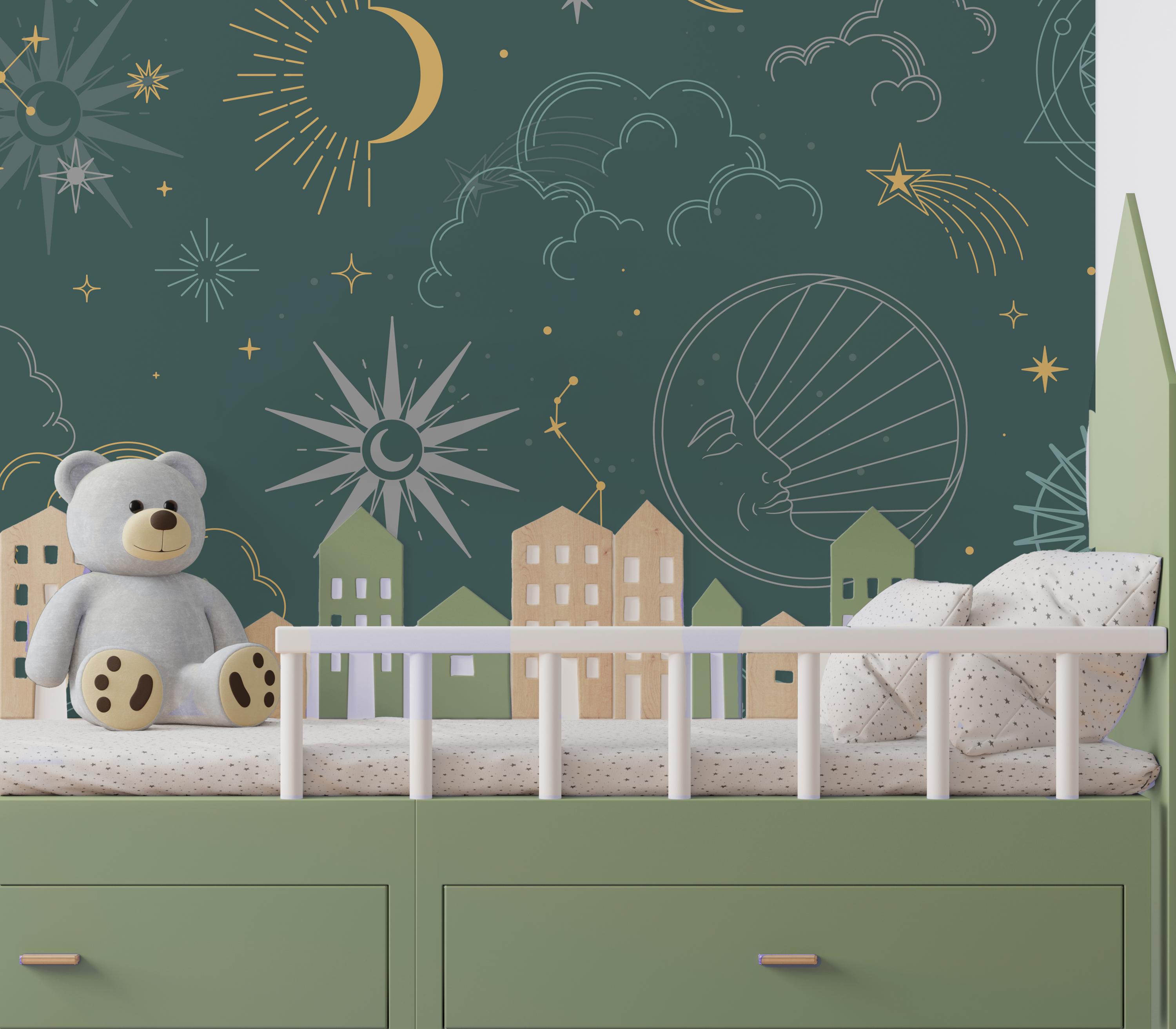 Nursery Astrology Wallpaper Mural: Celestial Peel and Stick Wall Mural ...