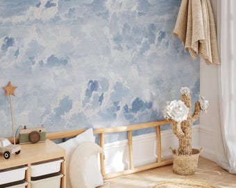 Mural de pared infantil Cielo Azul: Papel pintado autoadhesivo para habitaciones infantiles