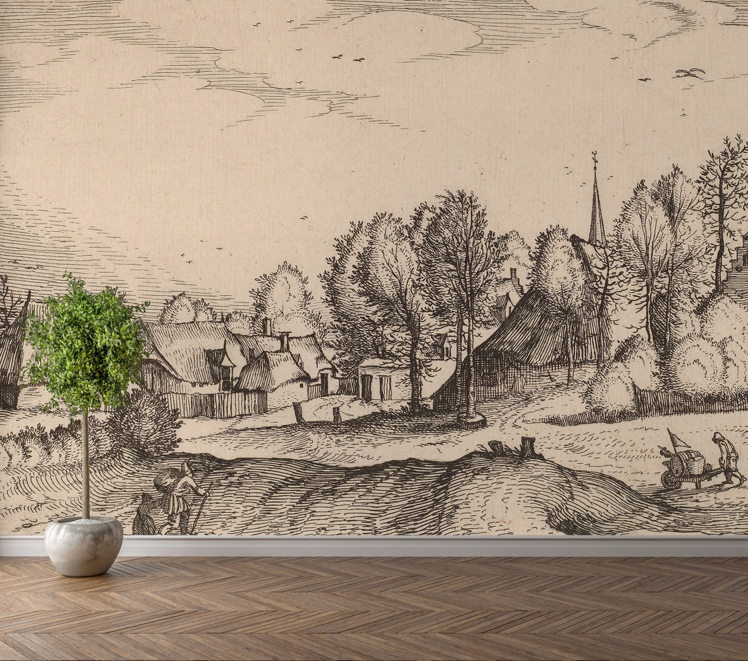 Vintage Wallpaper / Landscape Panoramic Wallpaper / Vintage Etsy
