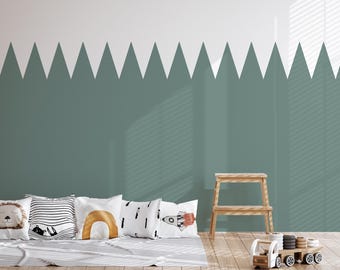Triangle Half Wall Decal, Green Peel and Stick Wall Sticker (H125cm x W65 cm)