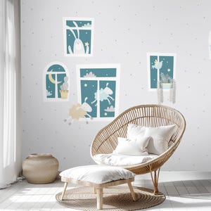 Animal & Sky Nursery Wall Mural: Modern Kids Room Decor