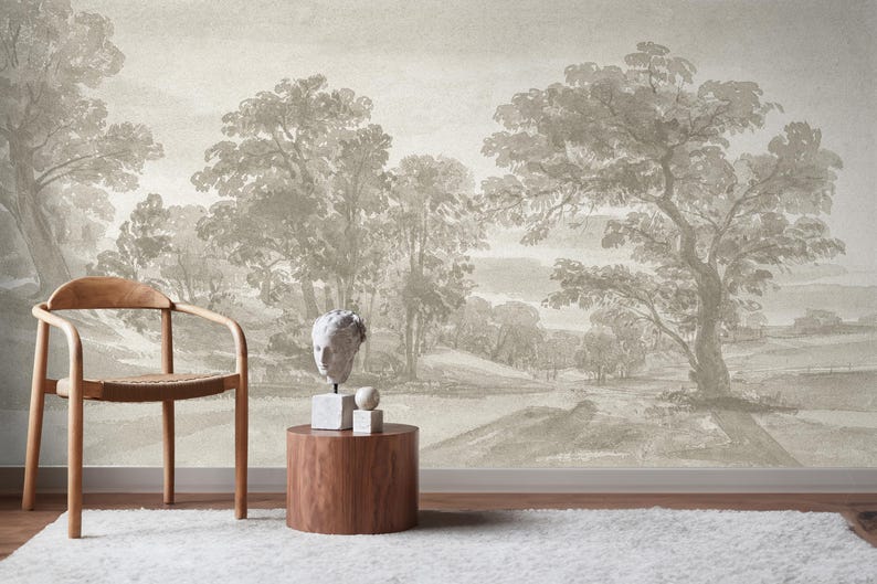 Add timeless elegance to your home with our Soft Tone Vintage Forest Landscape Wall Mural. This peel and stick wallpaper showcases scenic trees and nature-inspired designs, offering easy application and removal for beautiful, lasting decoration. Scenic Panoramic Mural, Landscape Wallpaper, Peel and Stick Wallpaper, Vintage Wallpaper, Removable Wallpaper, Panoramic Mural, Rustic Tree Scenic Mural, Rural Landscape Wallpaper, Scenic Mural, Vintage Mural, Self Adhesive Mural, Traditional Wallpaper