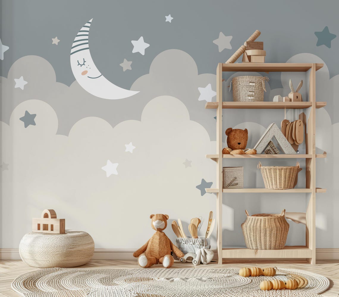 Nursery Sky Wall Mural: Peel and Stick Kids Room Wallpaper - Etsy