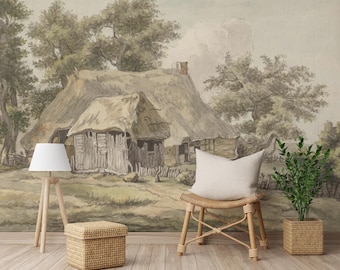 Panoramic Landscape Wall Mural, Vintage Peel and Stick Wallpaper