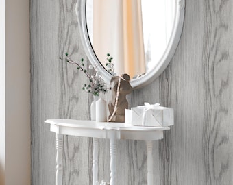 Light Gray Wood Wallpaper, Faux Wood Texture Peel and Stick Wall Mural