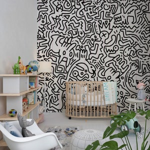 Sketch Wallpaper | Doodle Wallpaper | Draw Wallpaper | Kids Wallpaper | Self Adhesive wallpaper | Removable Wallpaper | Peel and Stick Mural