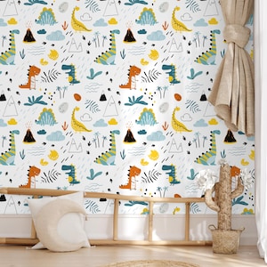 Dinosaur Nursery Wallpaper Mural: Peel and Stick Jungle Decor