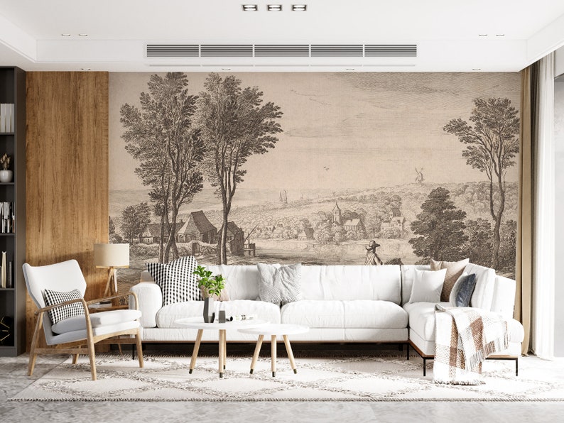 Vintage Scenic Wallpaper / Vintage Wallpaper / Landscape - Etsy