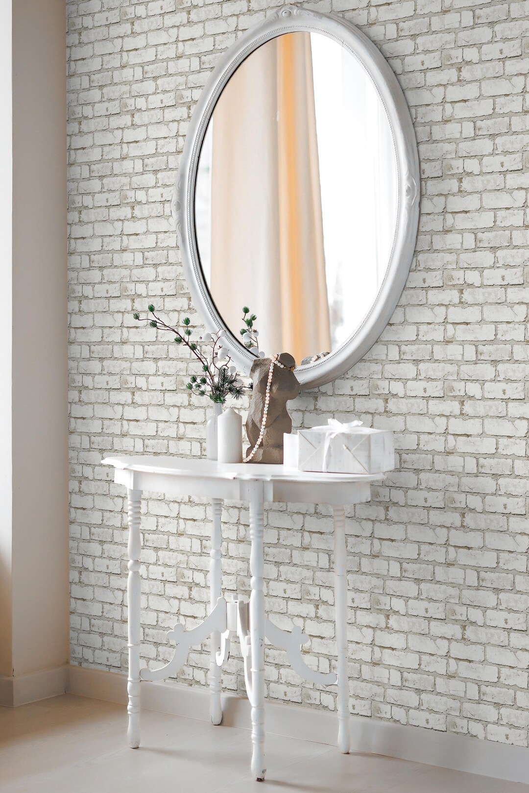 White Brick Peel and Stick Wallpaper: Rustic Textured Wall Mural - Etsy