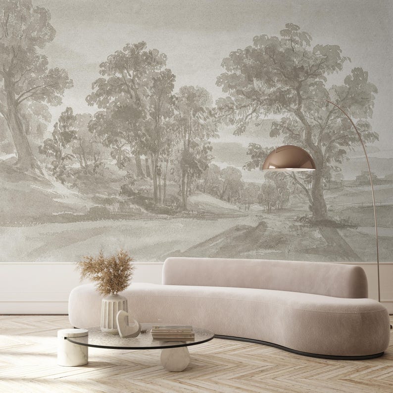 Add timeless elegance to your home with our Soft Tone Vintage Forest Landscape Wall Mural. This peel and stick wallpaper showcases scenic trees and nature-inspired designs, offering easy application and removal for beautiful, lasting decoration. Scenic Panoramic Mural, Landscape Wallpaper, Peel and Stick Wallpaper, Vintage Wallpaper, Removable Wallpaper, Panoramic Mural, Rustic Tree Scenic Mural, Rural Landscape Wallpaper, Scenic Mural, Vintage Mural, Self Adhesive Mural, Traditional Wallpaper