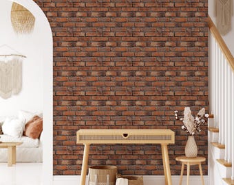 Red Brick Wallpaper, Industrial Style Peel and Stick Wall Mural