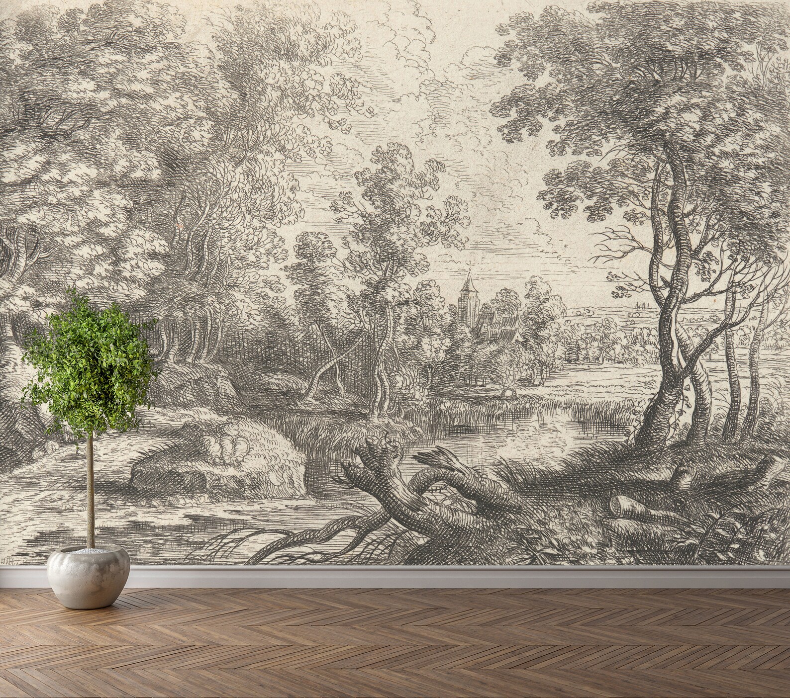 Vintage Scenic Wallpaper / Vintage Wallpaper / Landscape - Etsy