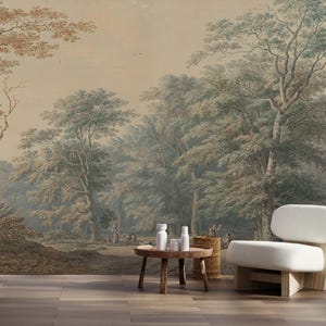 Vintage Tree Wallpaper,forest Scenic Wall Mural,vintage Landscape Mural ...
