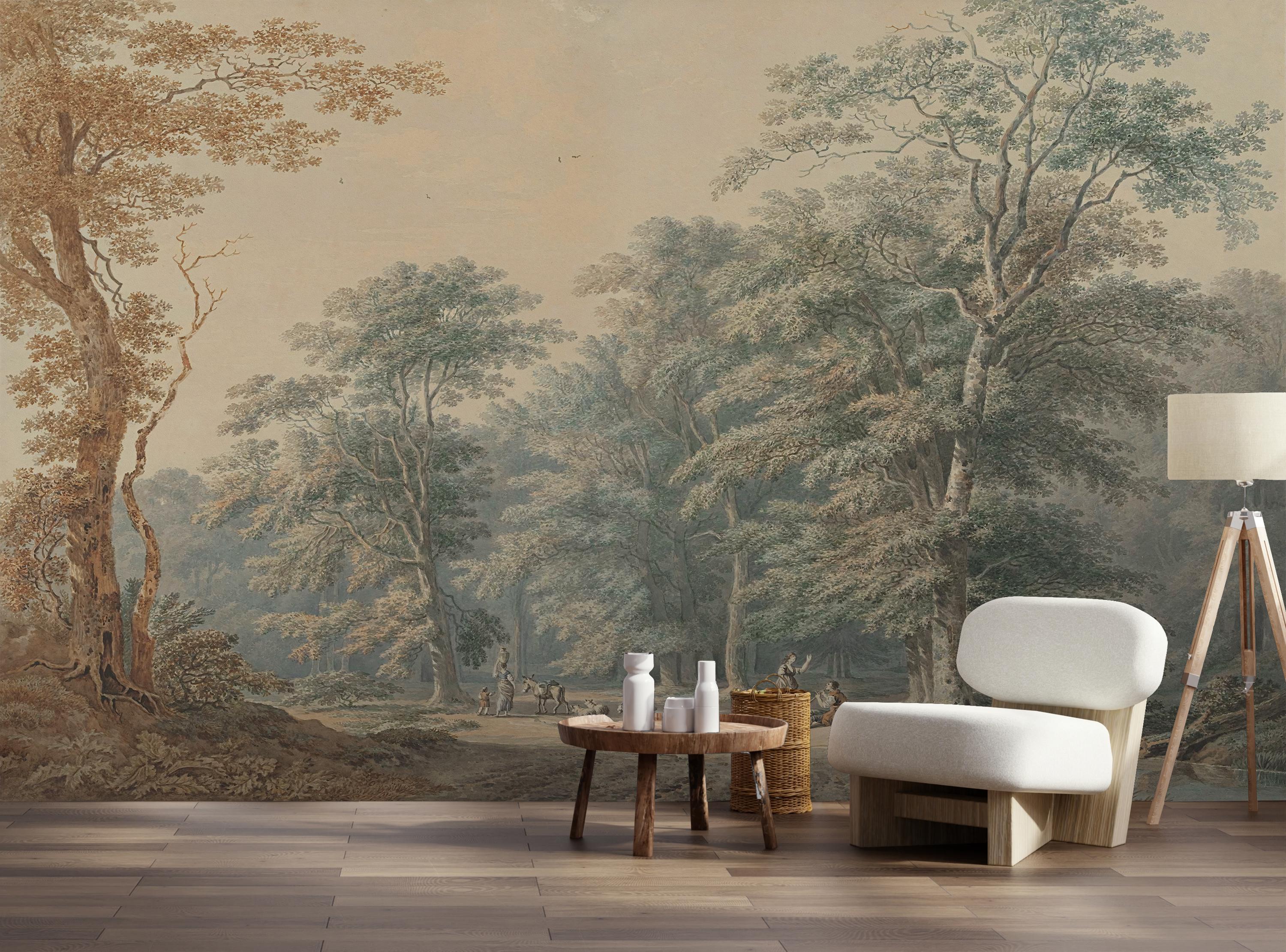 Vintage Forest Wallpaper Mural: Removable Peel and Stick Wall Art - Etsy