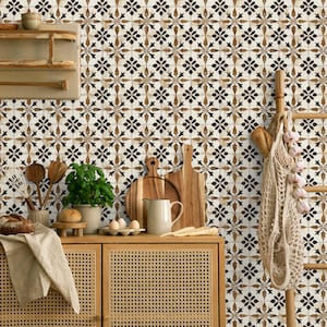Vintage Tile Peel and Stick Wallpaper: Beige Brown Removable Decor