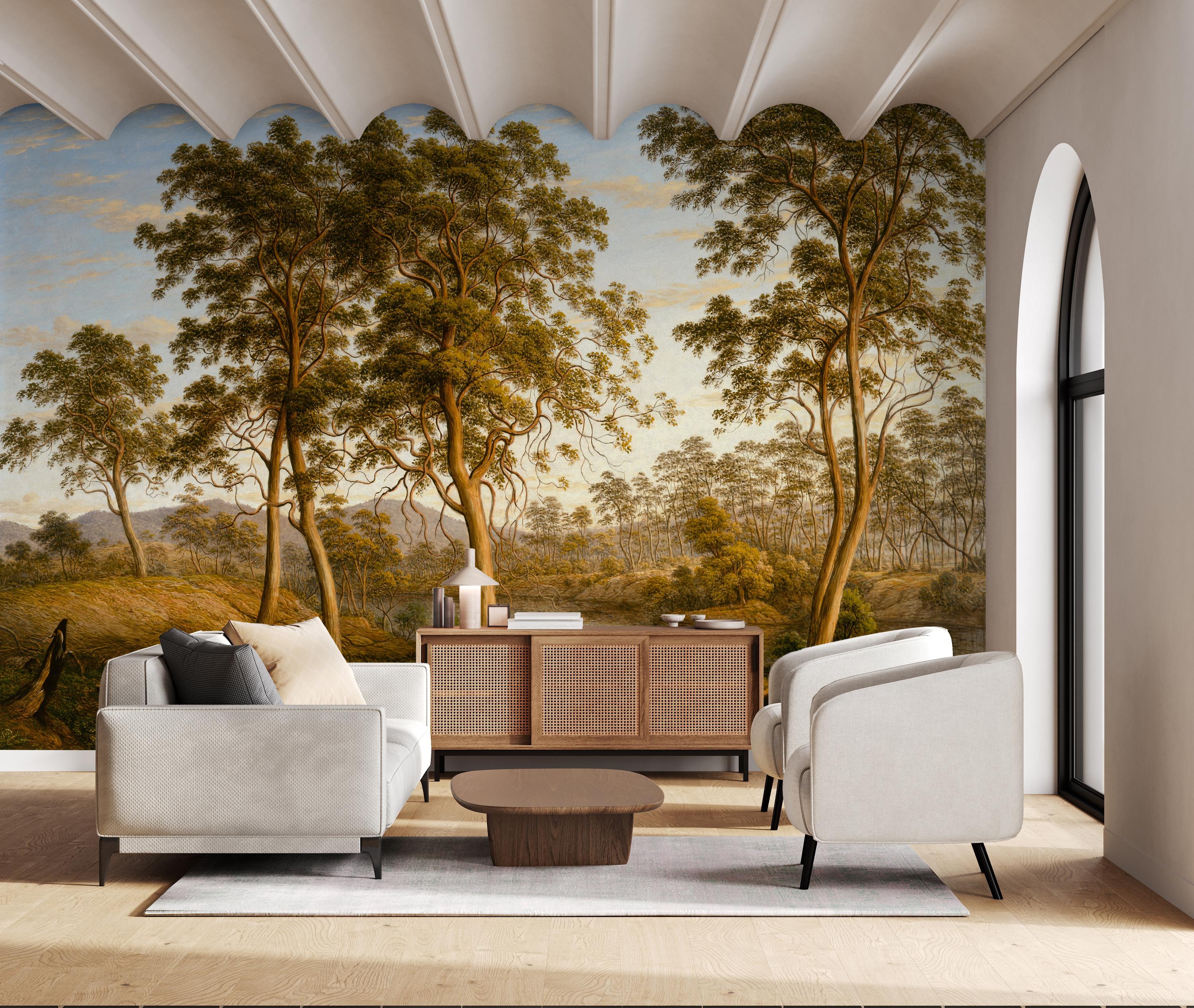 Vintage Forest Landscape Wallpaper Mural: Peel and Stick Removable Wall ...