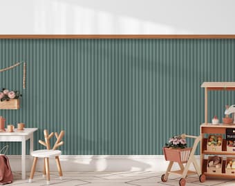 Wood Look Half Wall Decal, Modern Stripe Peel and Stick Wallpaper, H125cm x W65cm